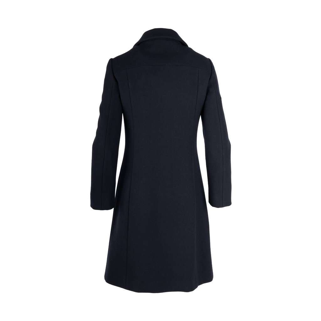 Moschino Coat with Breast Pockets - '10s Navy Wool Good - Back View