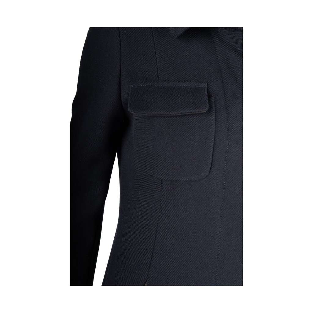 Moschino Coat with Breast Pockets - '10s Navy Wool Good - Model View