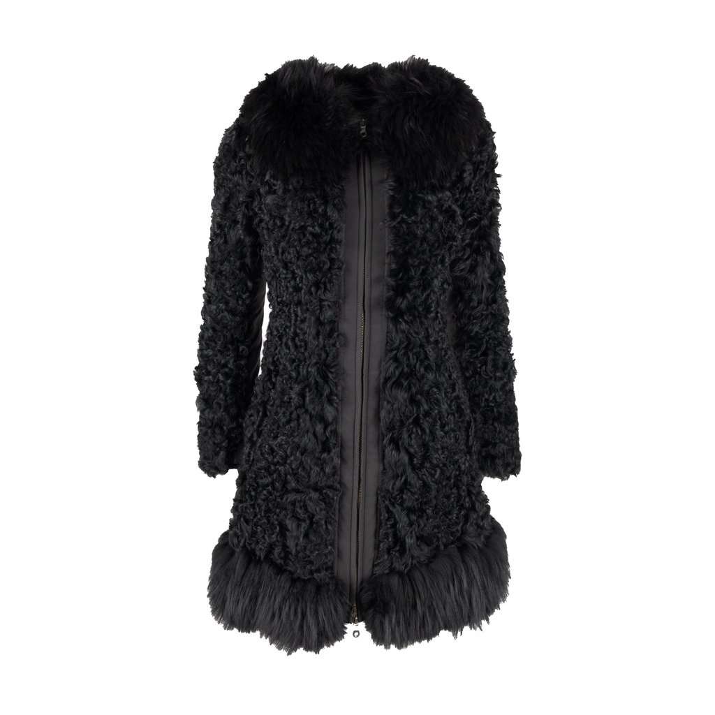 Moschino Cheap and Chic Shearling Coat with Fur - '10s Red Shearling Good - Front View
