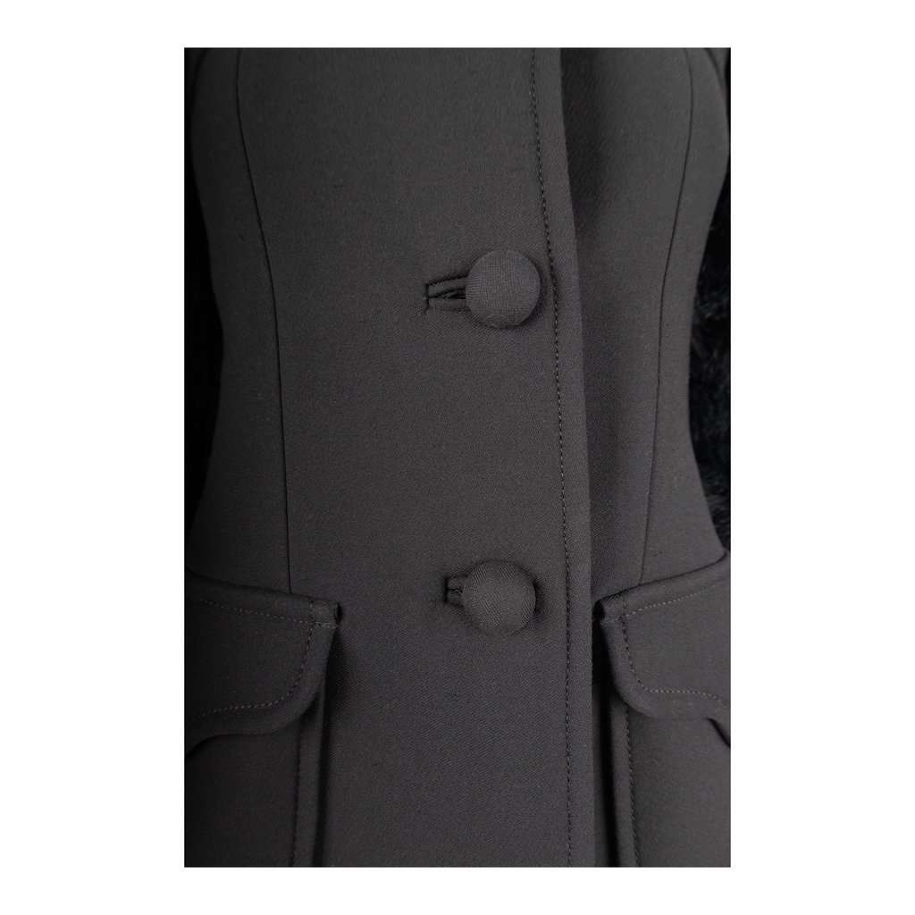 Valentino Wool Coat with Animal Feather Sleeves - '10s Red Wool Good - Model View
