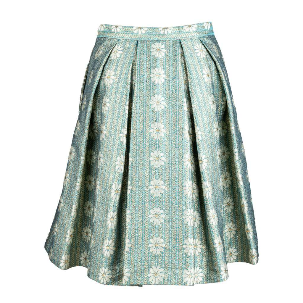 Valentino Jacquard Pleated Mini A-Line Skirt - '10s Red Canvas Good - Inside View