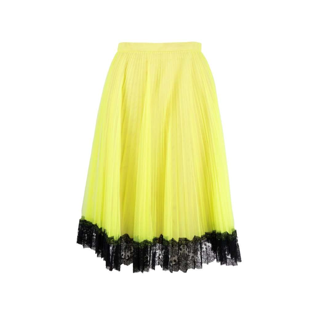 Christopher Kane Pleated Tulle Skirt - '10s Black Lace Good - Front View