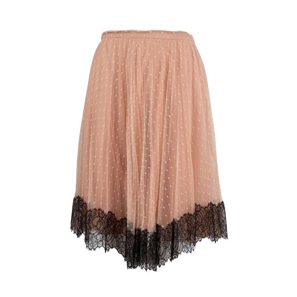 Valentino Lace Trimmed Tulle Skirt - '10s Red Lace Good - Inside View