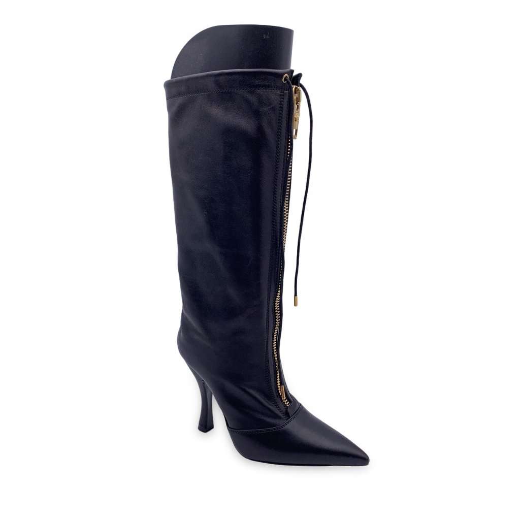 Versace Boots Black Leather Good - Front View