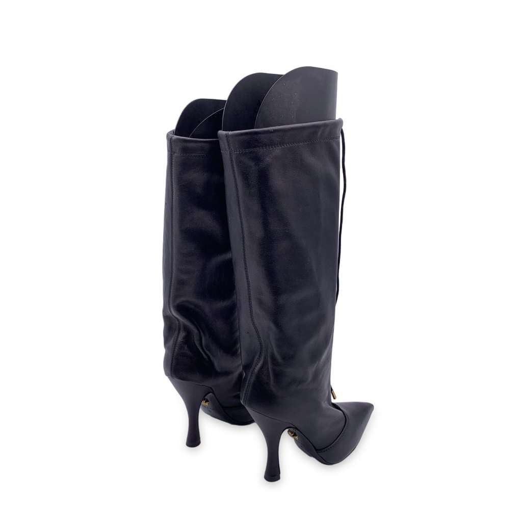 Versace Boots Black Leather Good - Model View
