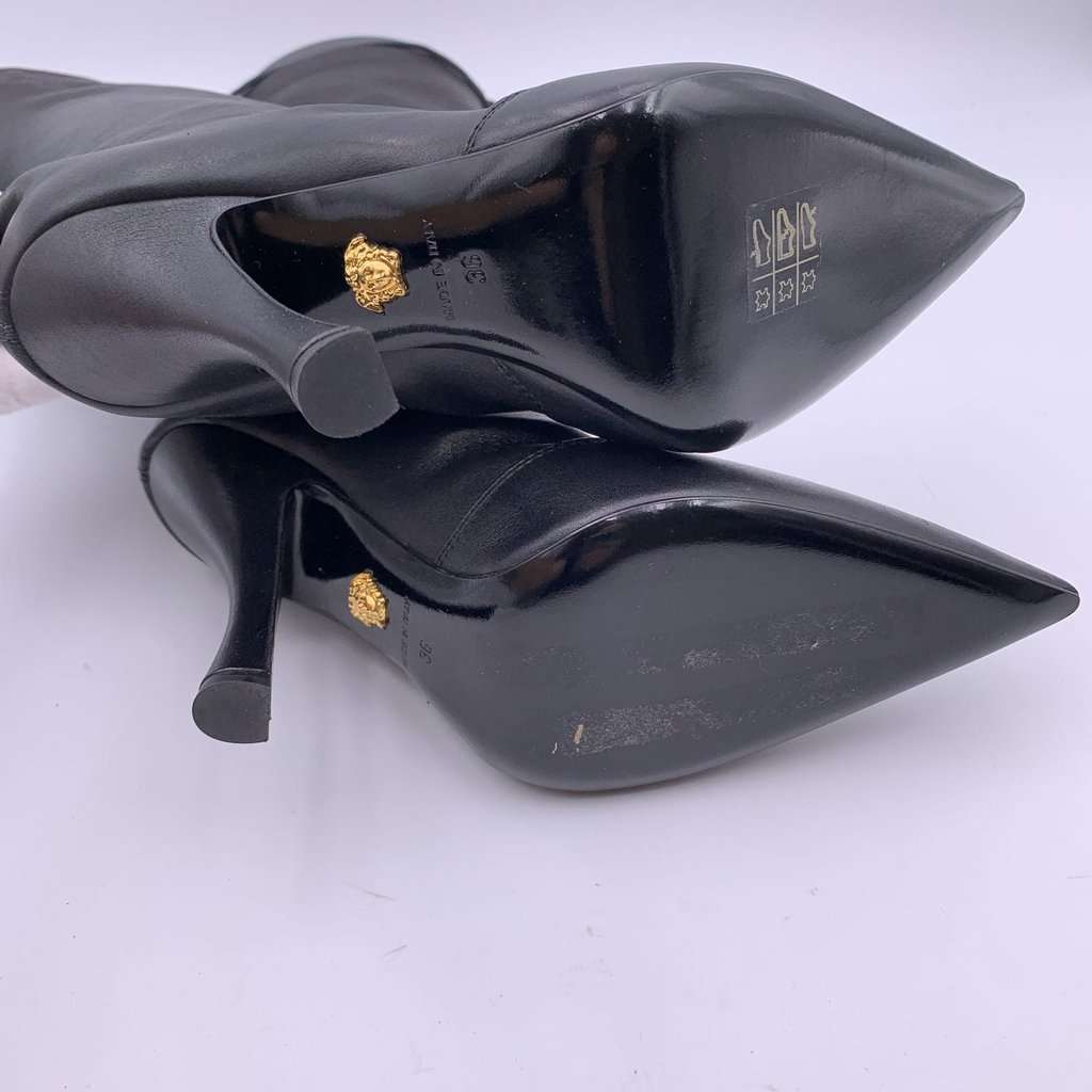 Versace Boots Black Leather Good - Box View