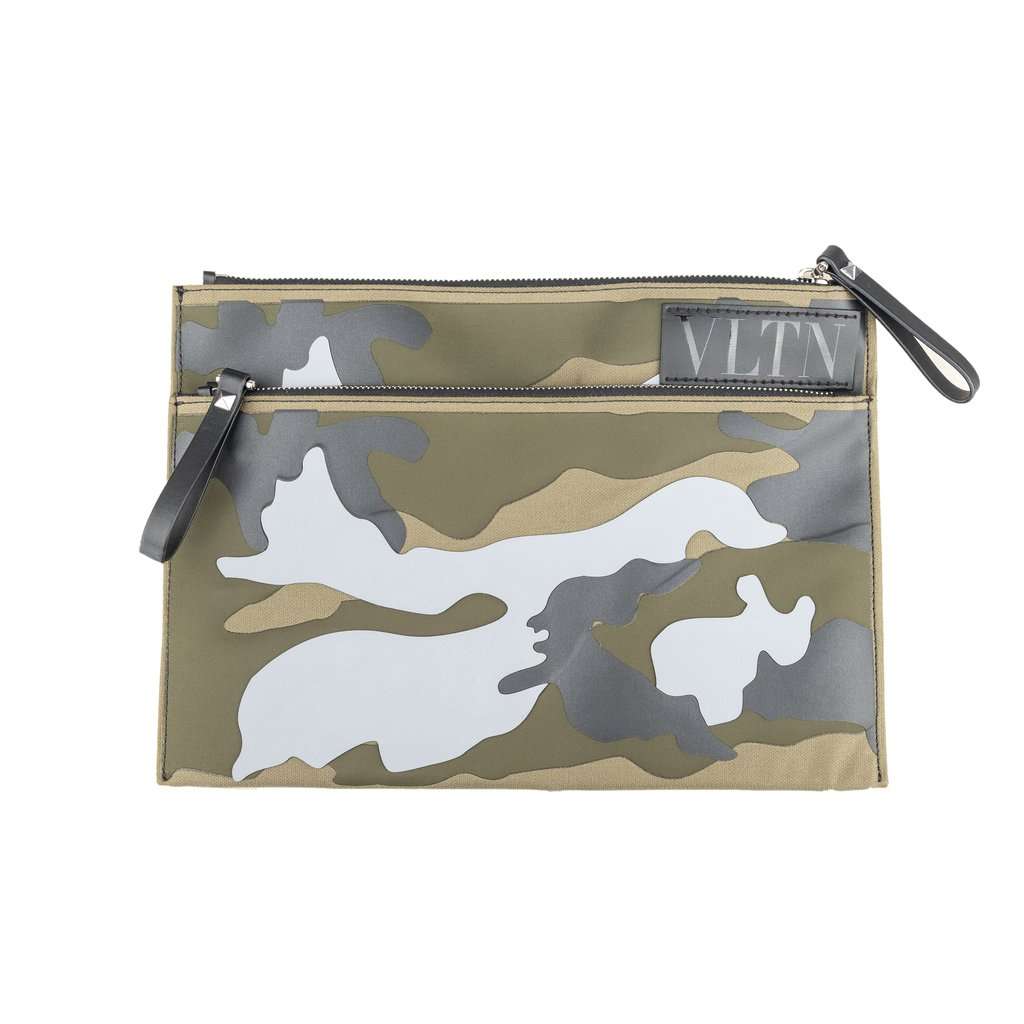 Valentino VLTN Camouflage Pouch Bag - '10s Red Good - Front View