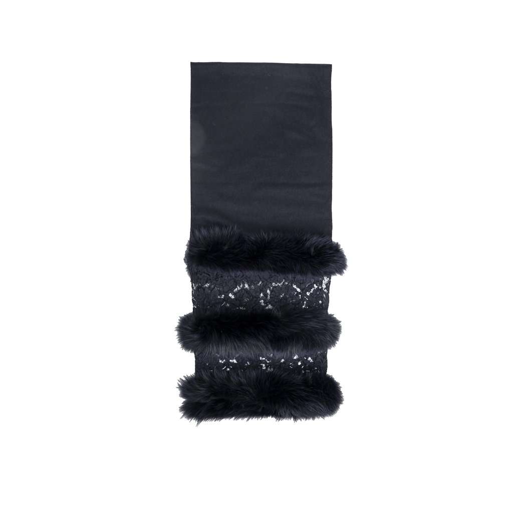 Valentino Lace and Fur Scarf - '10s Navy Lace Good - Back View