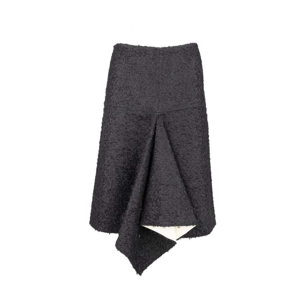 Marni Asymmetric Lambskin Skirt - '10s Black Leather Good - Front View