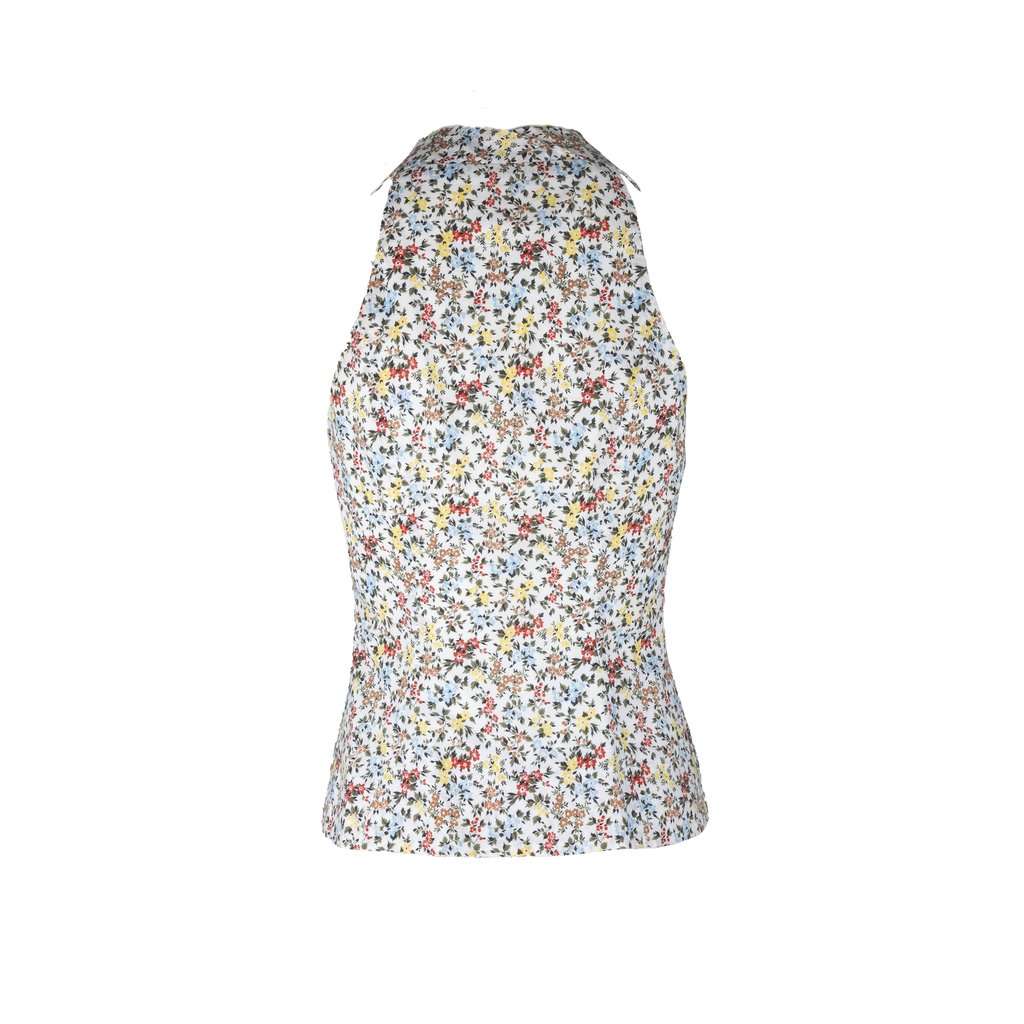 Vivienne Westwood Label Floral Printed Top - '00s Red Cotton Good - Back View