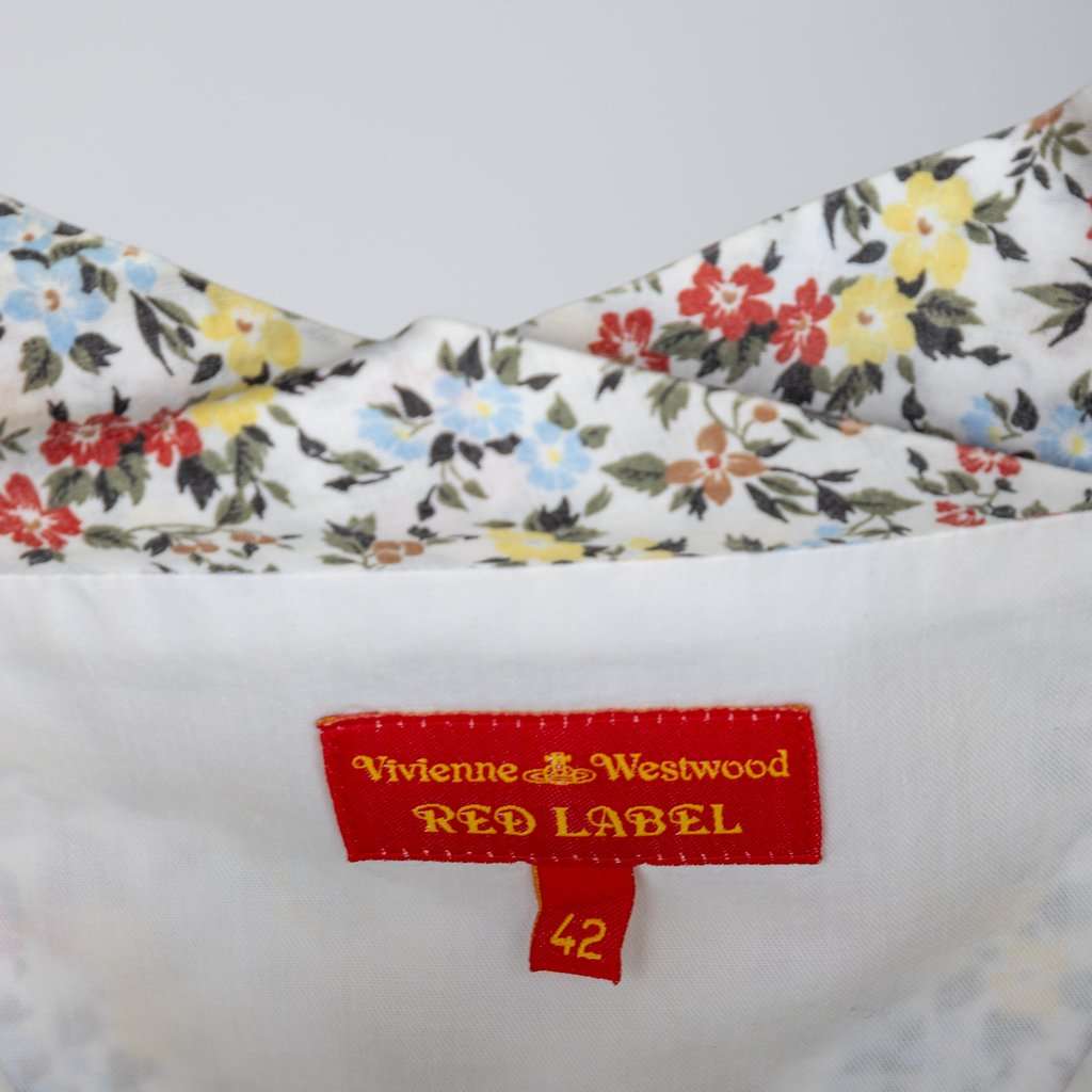 Vivienne Westwood Label Floral Printed Top - '00s Red Cotton Good - Box View