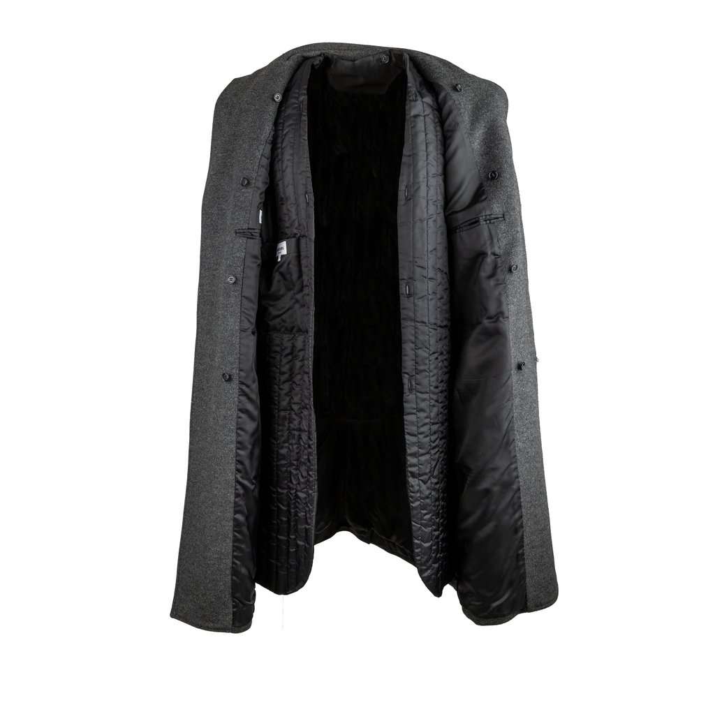 Unsigned Long Coat - '00s Grey Wool Good - Inside View