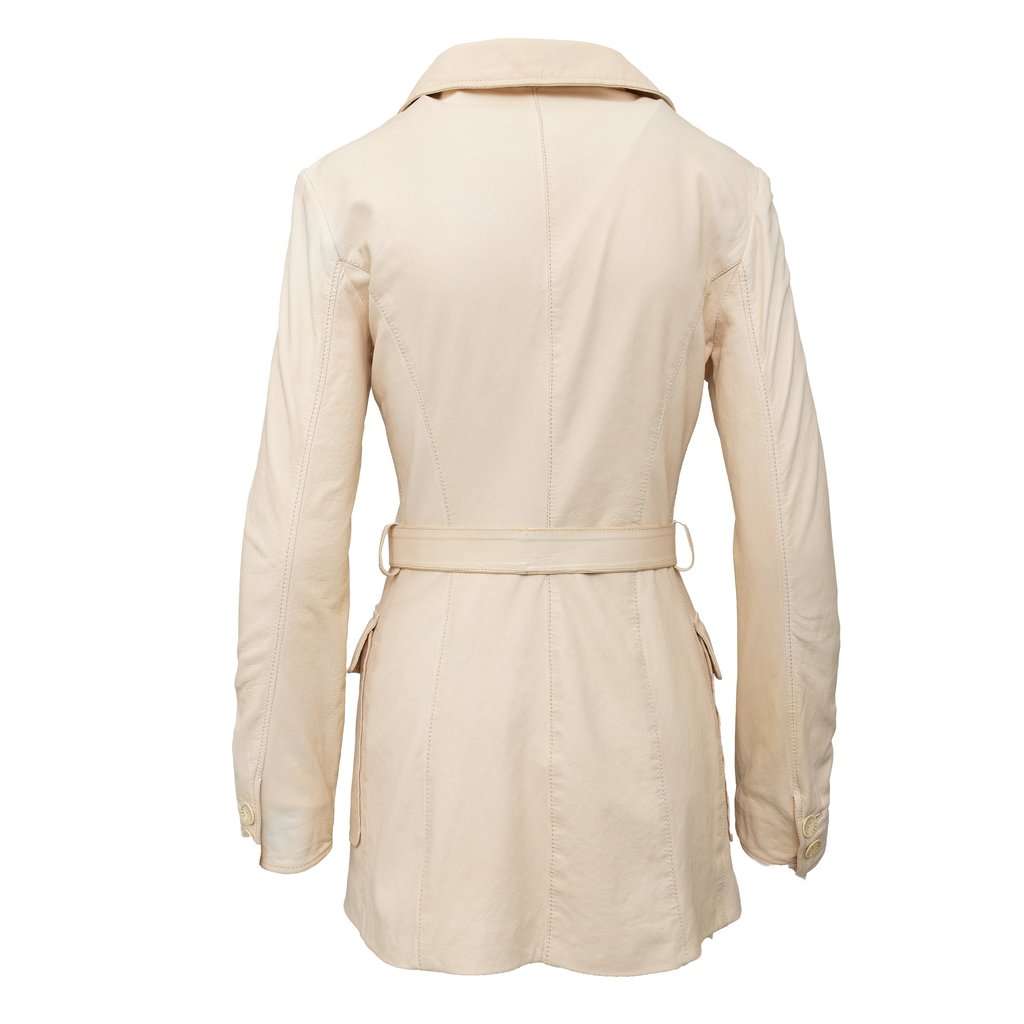 Roberto Cavalli Leather Jacket - '00s Beige Leather Good - Back View