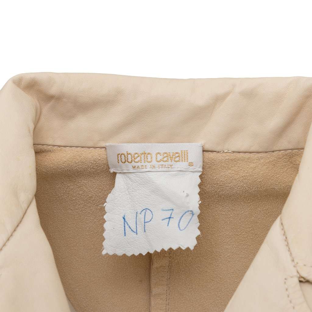 Roberto Cavalli Leather Jacket - '00s Beige Leather Good - Inside View