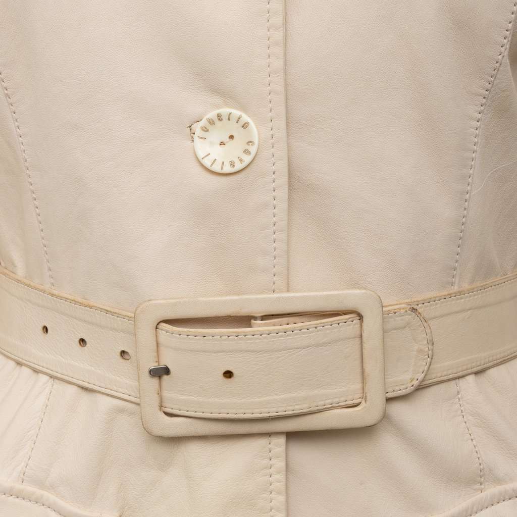 Roberto Cavalli Leather Jacket - '00s Beige Leather Good - Model View