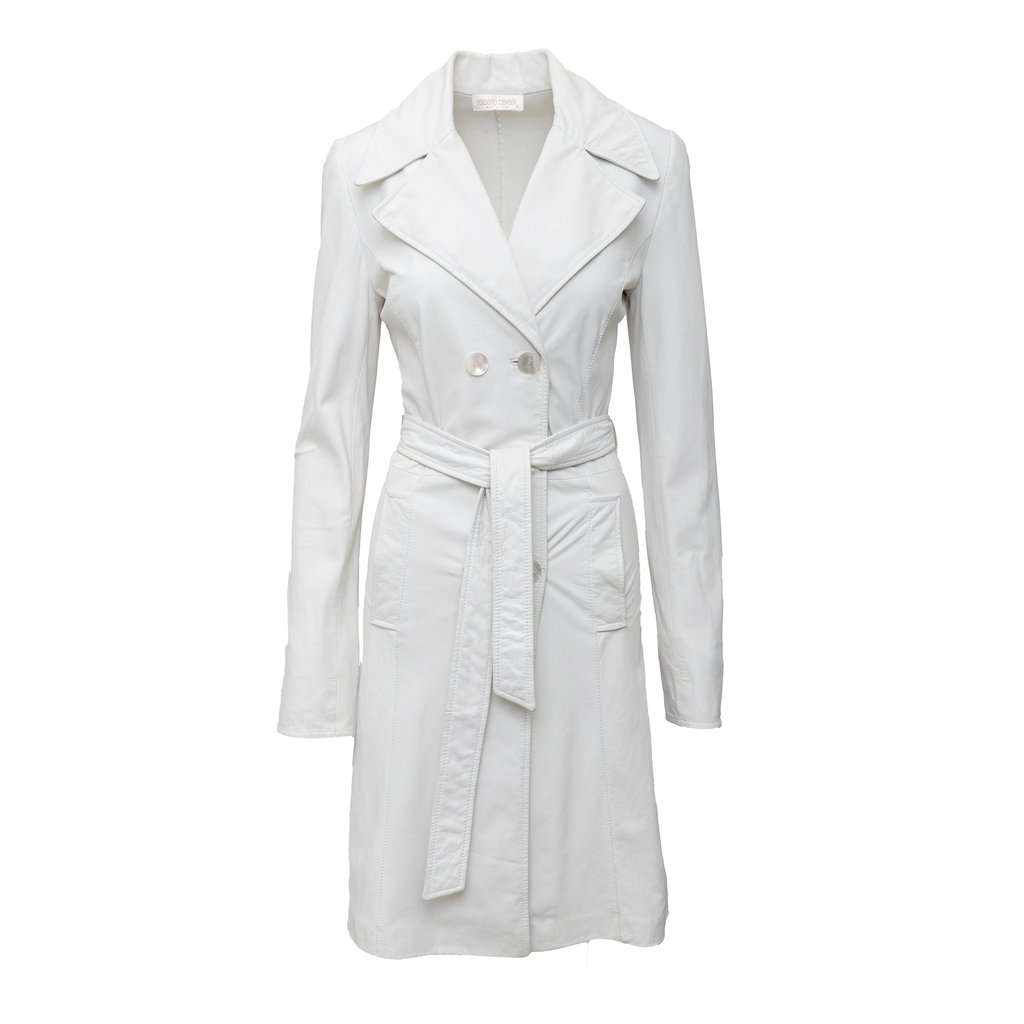 Roberto Cavalli Leather Jacket - '00s White Leather Good - Front View
