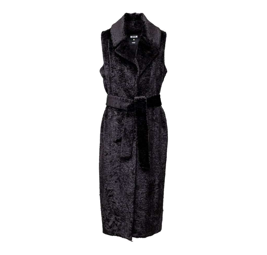 MSGM Sleeveless Coat with Belt - '10s Red Cotton Good - Front View