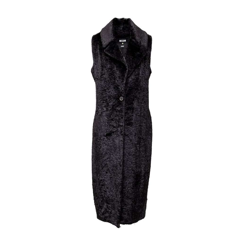 MSGM Sleeveless Coat with Belt - '10s Red Cotton Good - Back View