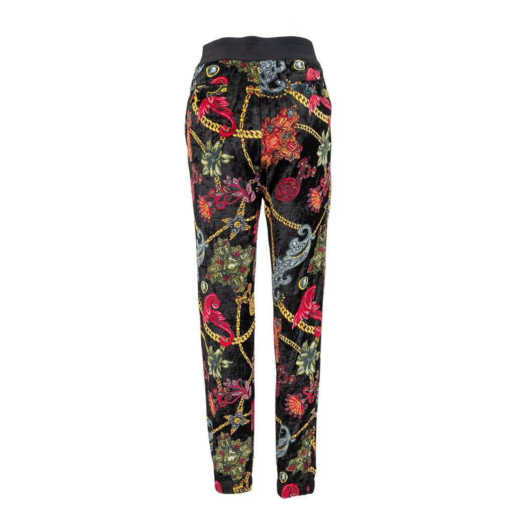 Versace Floral Baroque Velvet Trousers - '10s Black Velvet Good - Back View