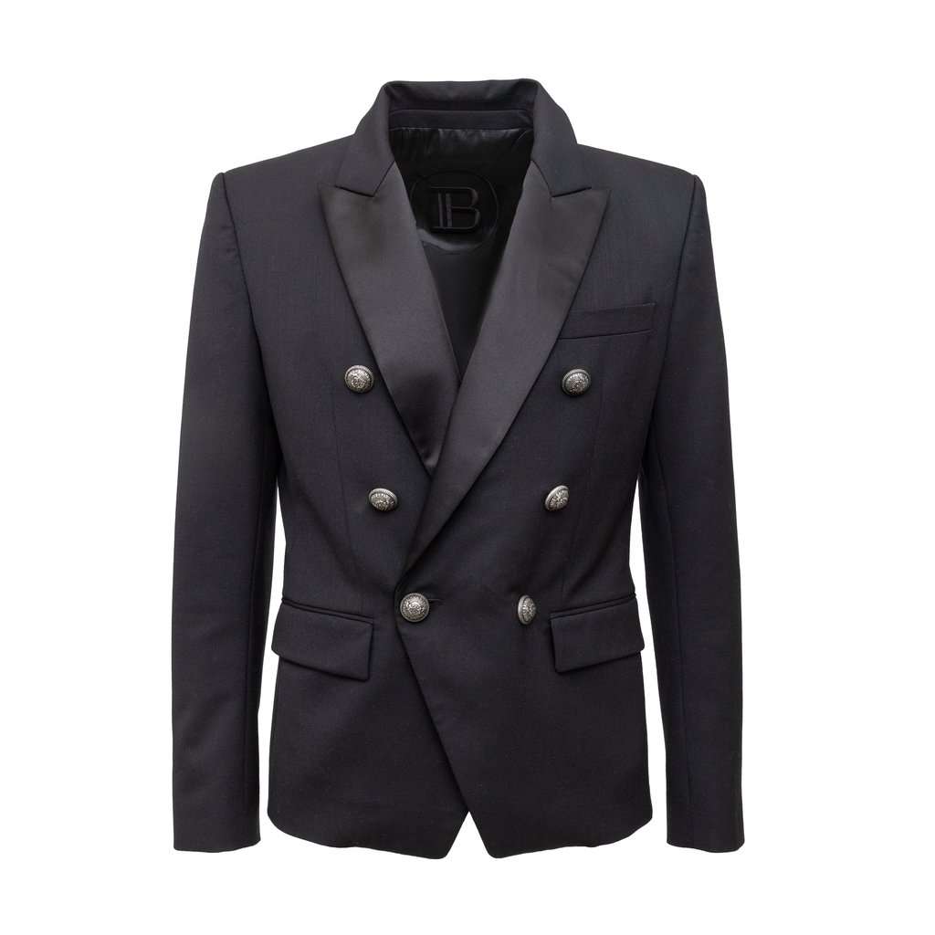 Balmain Double Breasted Blazer - '20s Black Wool Good - Front View