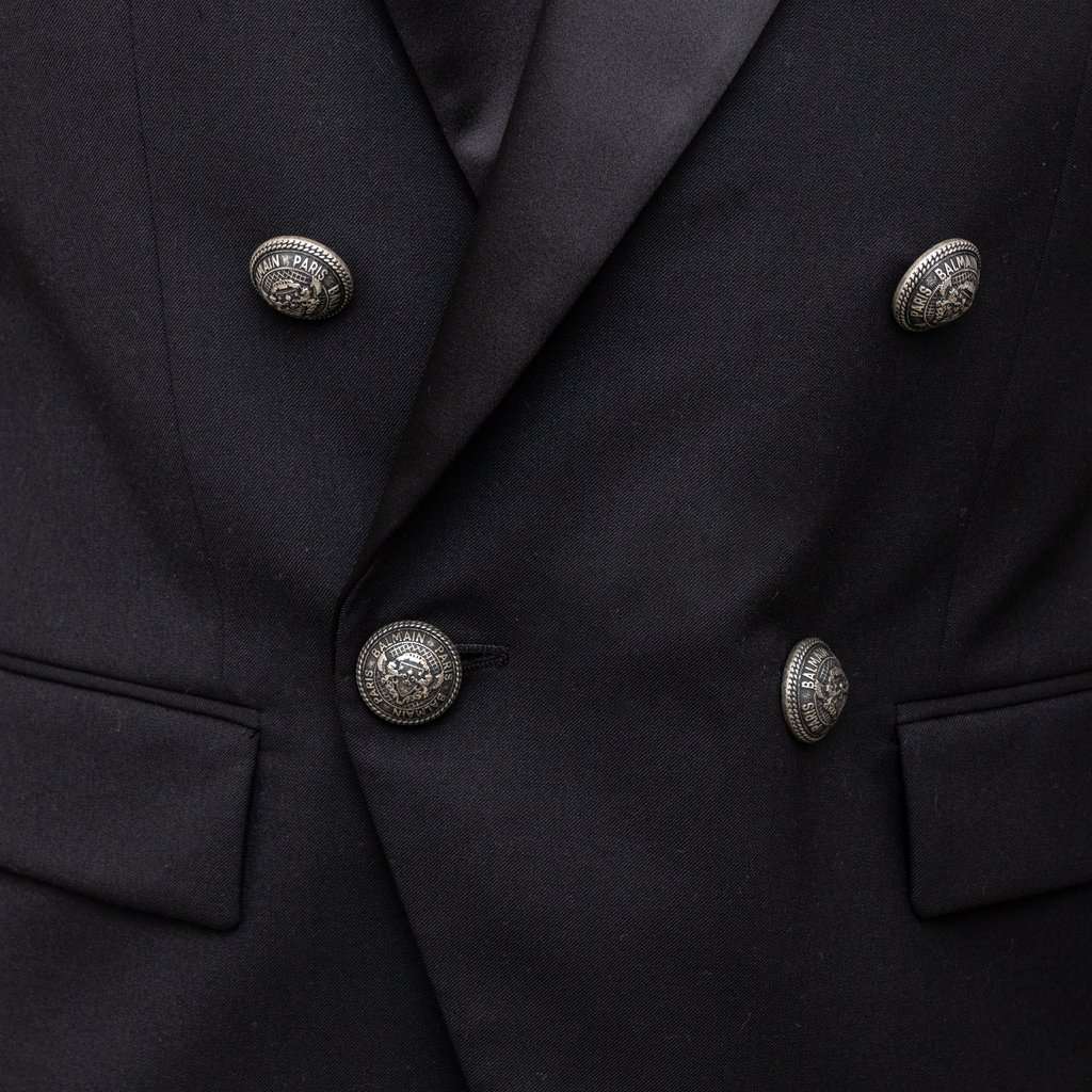Balmain Double Breasted Blazer - '20s Black Wool Good - Inside View
