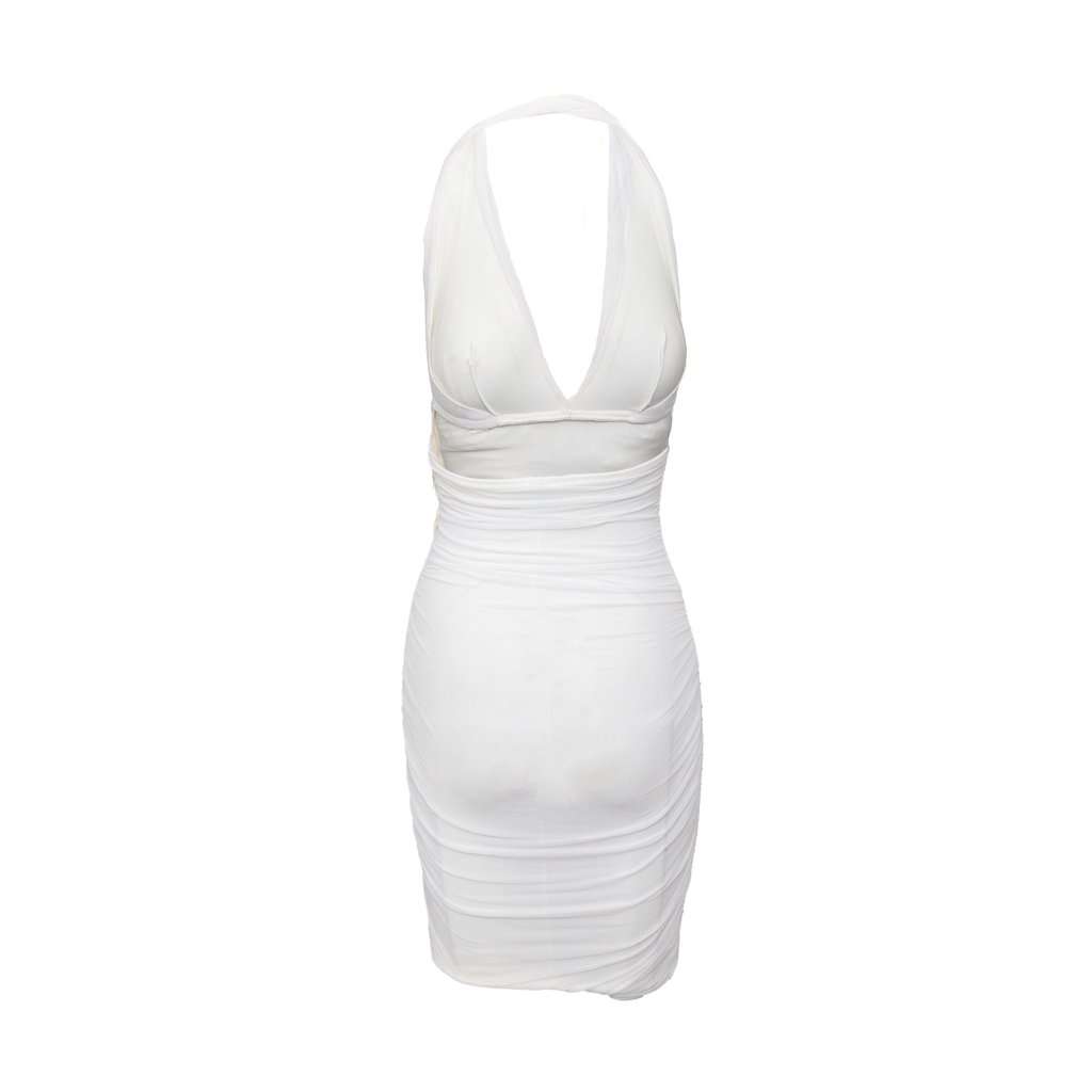 La Perla Ruched Dress with Beads - '00s White Good - Back View