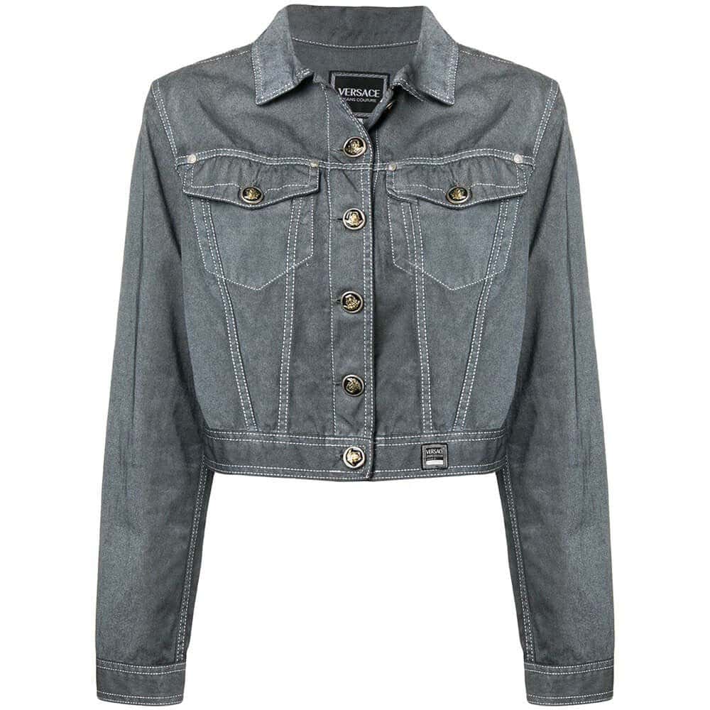 Versace Grey Denim Jacket - '90s Grey Denim Good - Front View