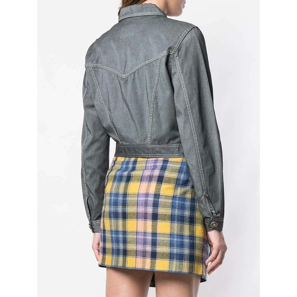 Versace Grey Denim Jacket - '90s Grey Denim Good - Model View