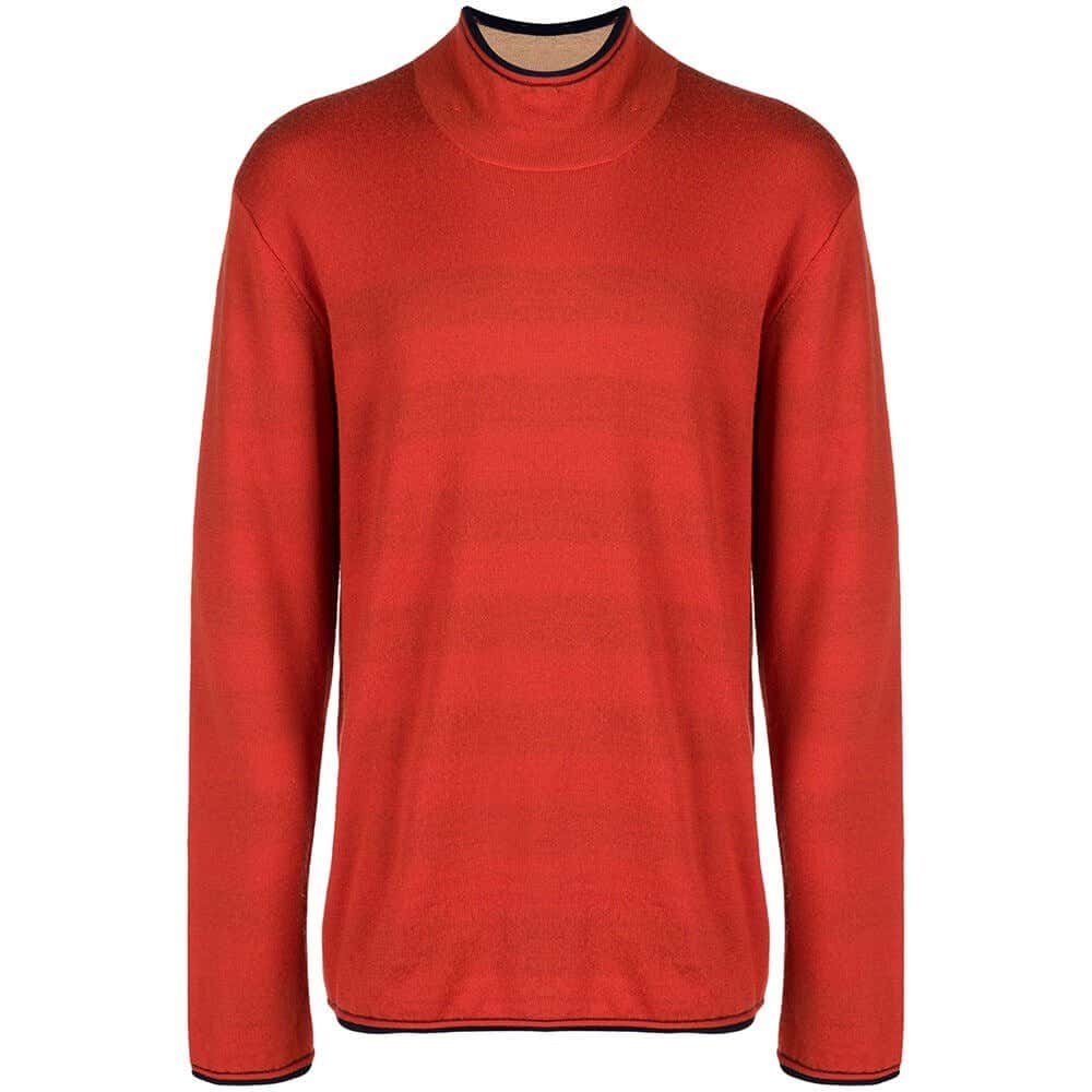 Issey Miyake Orange Wool Sweater - '90s Orange Wool Good - Front View