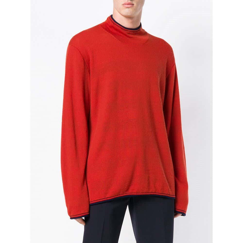 Issey Miyake Orange Wool Sweater - '90s Orange Wool Good - Inside View