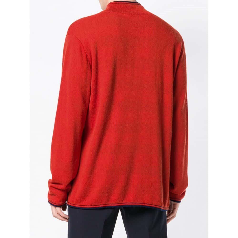 Issey Miyake Orange Wool Sweater - '90s Orange Wool Good - Model View