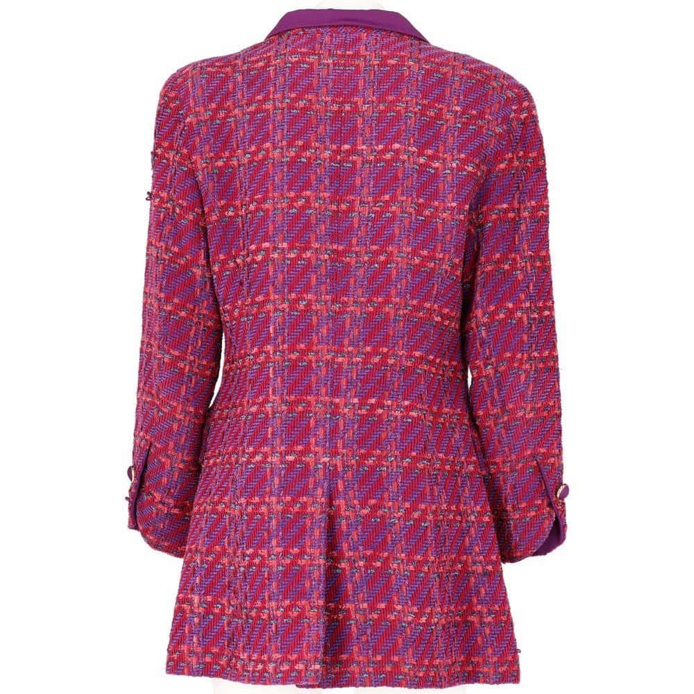 Nina Ricci Fuchsia Wool Jacket - '80s Red Wool Good - Back View