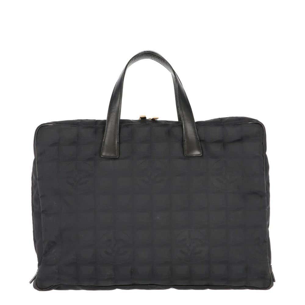 Chanel Black Nylon Briefcase - 2000s Black Good - Front View