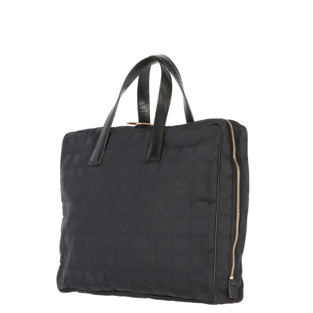 Chanel Black Nylon Briefcase - 2000s Black Good - Back View