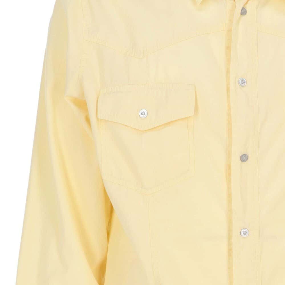 Versace Yellow Cotton Shirt - '90s Yellow Cotton Good - Model View