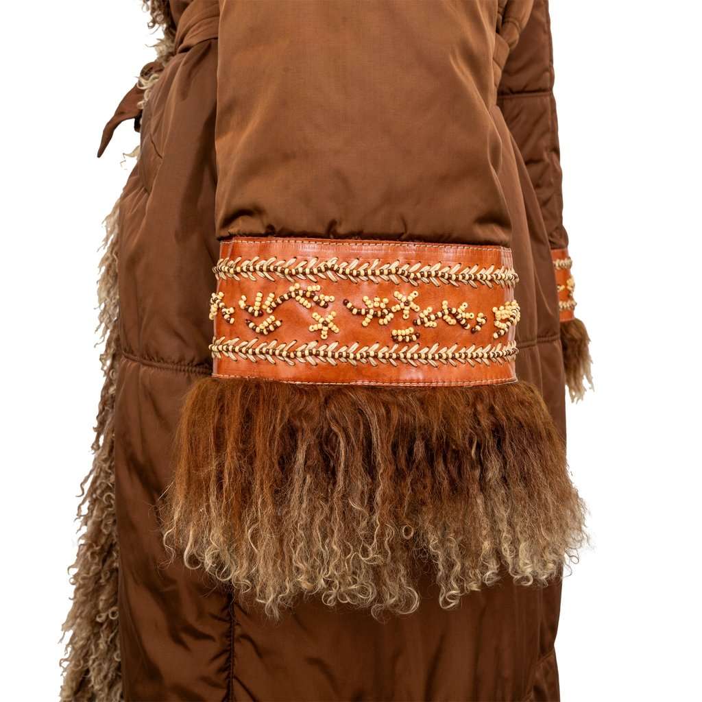 Unsigned Scervino Nylon Coat with Fur - '90s Brown Good - Inside View