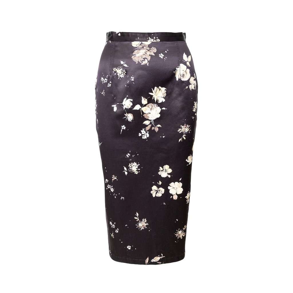 Roberto Cavalli Flower Printed Skirt - '00s Black Good - Front View