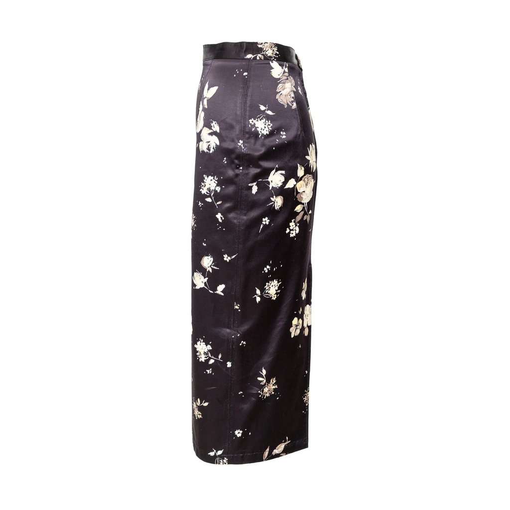 Roberto Cavalli Flower Printed Skirt - '00s Black Good - Back View