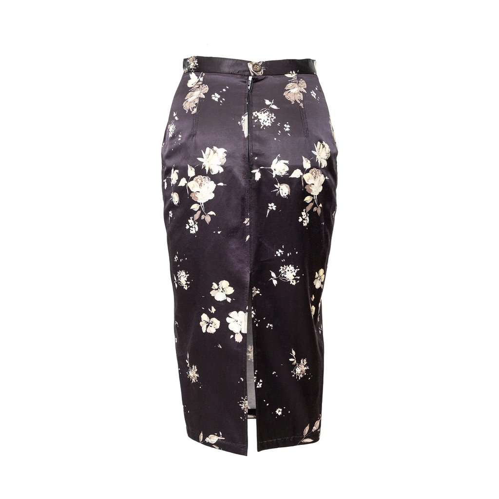 Roberto Cavalli Flower Printed Skirt - '00s Black Good - Inside View