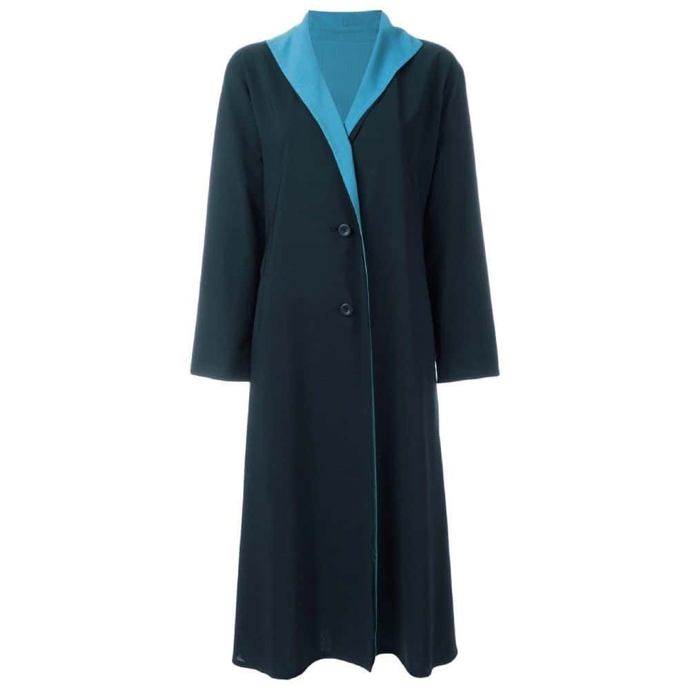 Issey Miyake Blue Reversible Overcoat - '90s Blue Wool Good - Front View