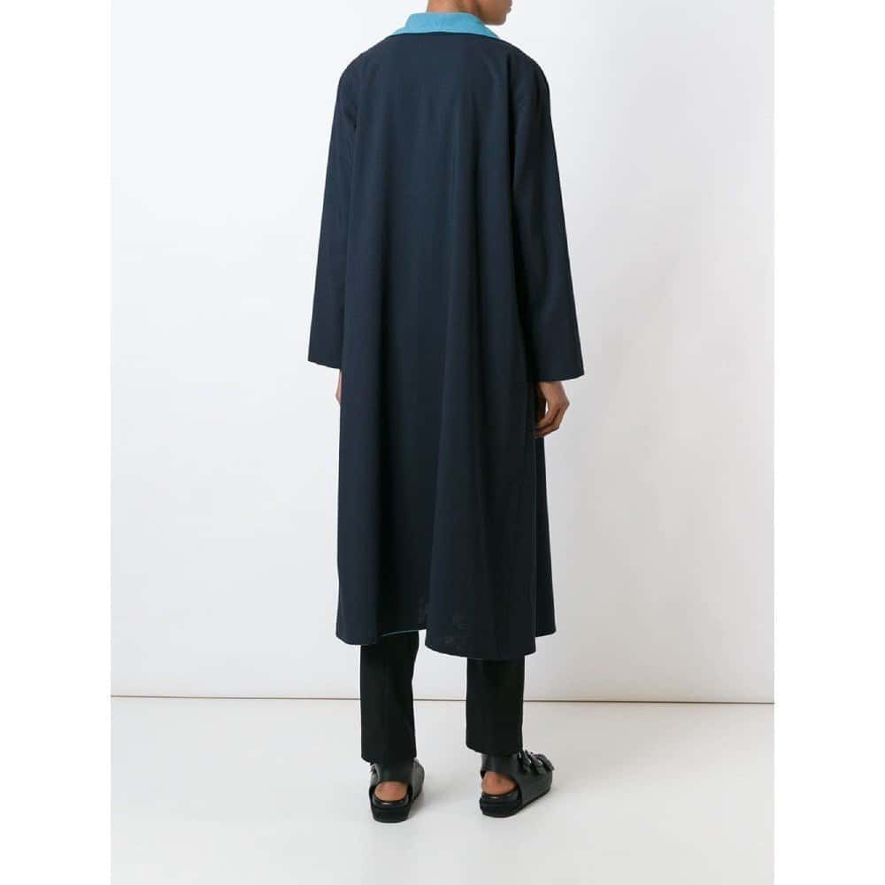 Issey Miyake Blue Reversible Overcoat - '90s Blue Wool Good - Box View
