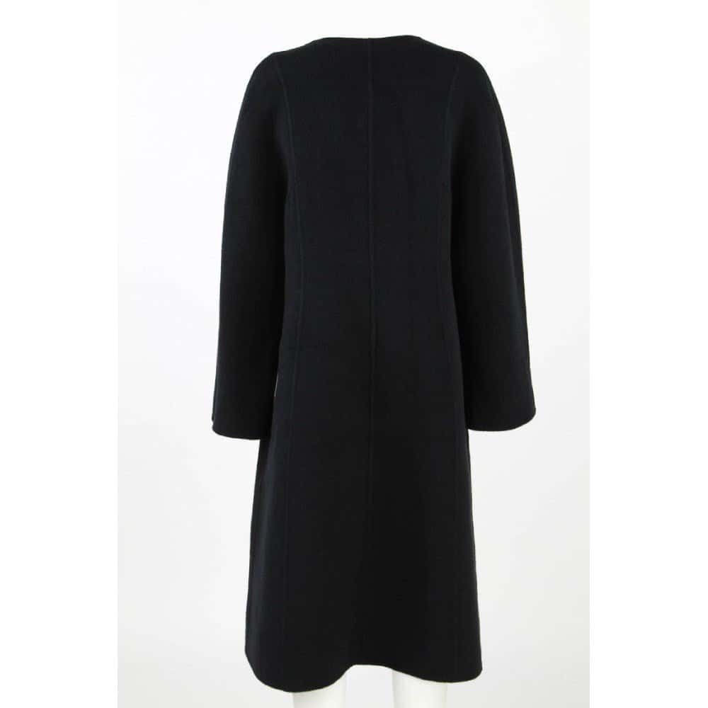 Unsigned Black Wool Coat - '80s Black Wool Good - Back View