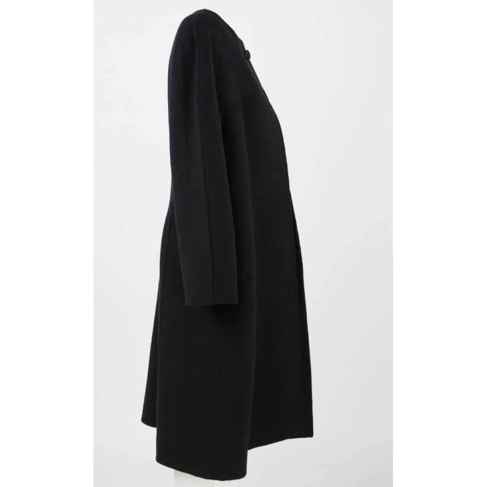 Unsigned Black Wool Coat - '80s Black Wool Good - Inside View