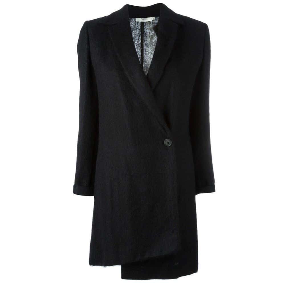 Romeo Gigli Black Wool Coat - 2000s Black Wool Good - Front View