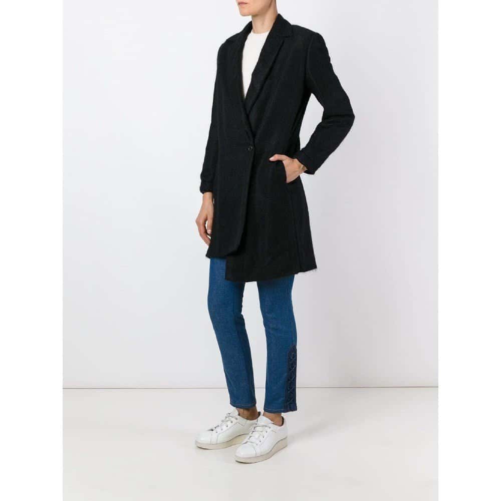 Romeo Gigli Black Wool Coat - 2000s Black Wool Good - Back View
