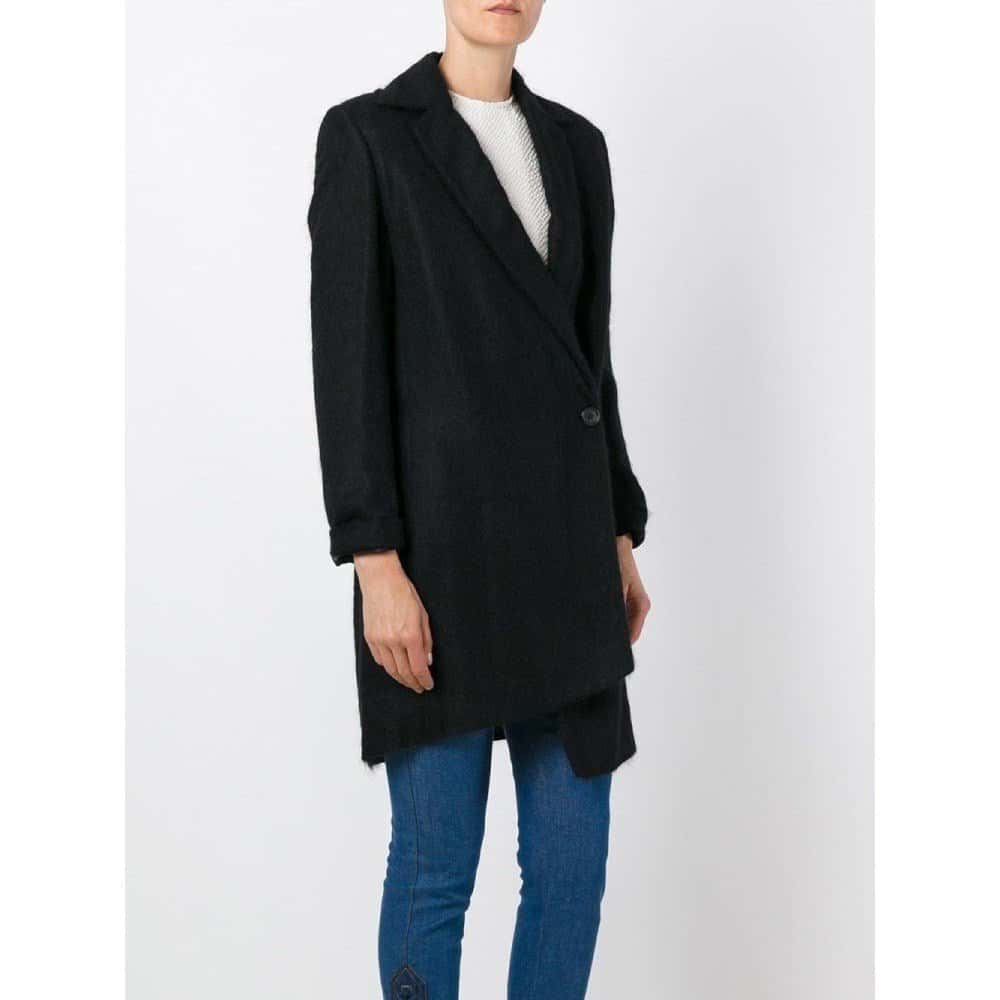Romeo Gigli Black Wool Coat - 2000s Black Wool Good - Inside View