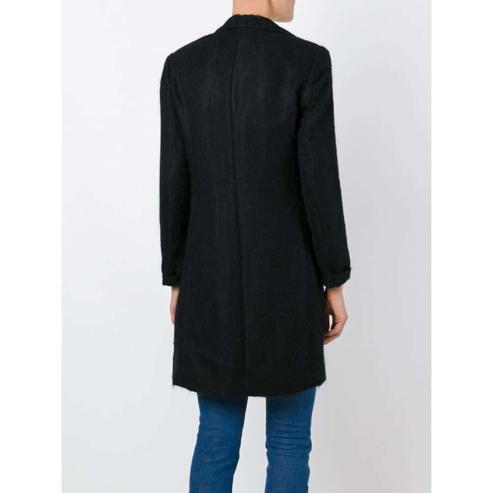 Romeo Gigli Black Wool Coat - 2000s Black Wool Good - Model View