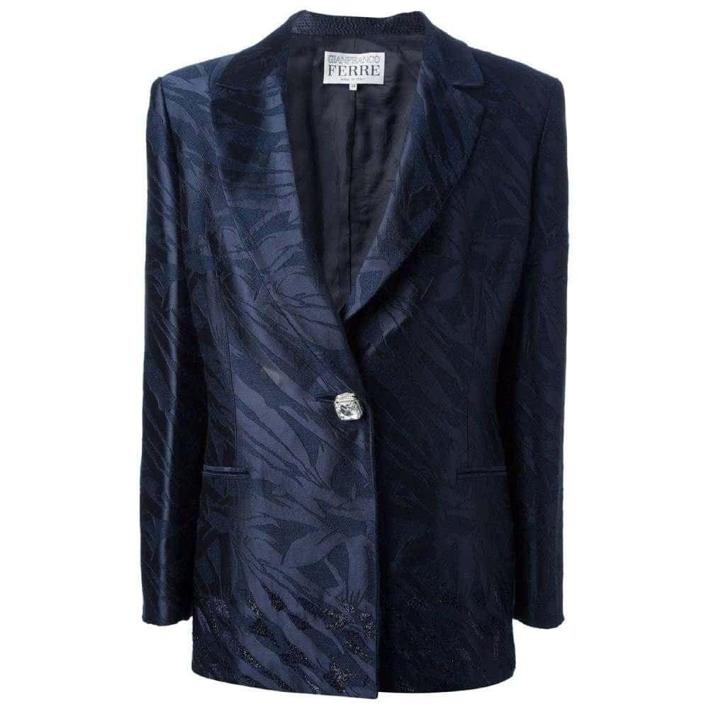 Gianfranco Ferré Blue Skirt Suit - '80s Blue Good - Front View