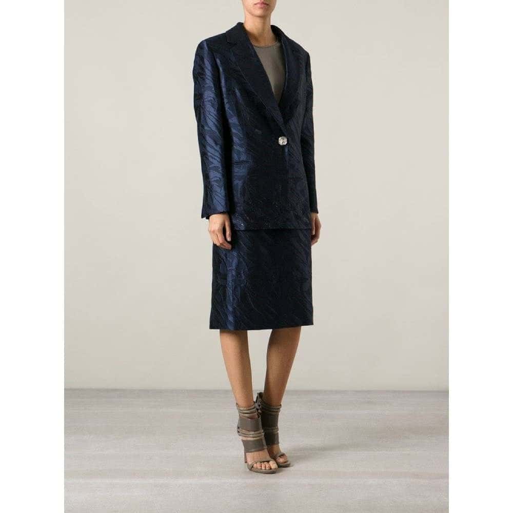 Gianfranco Ferré Blue Skirt Suit - '80s Blue Good - Back View