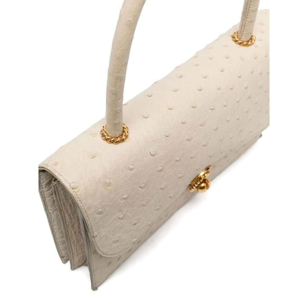 Hermès Ivory Ostrich Leather Handbag - '60s White Leather Good - Model View